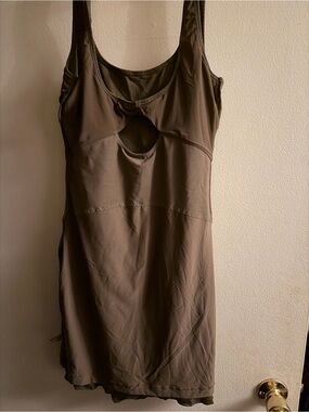 Women's Olive Midi Skirt with Front Keyhole back